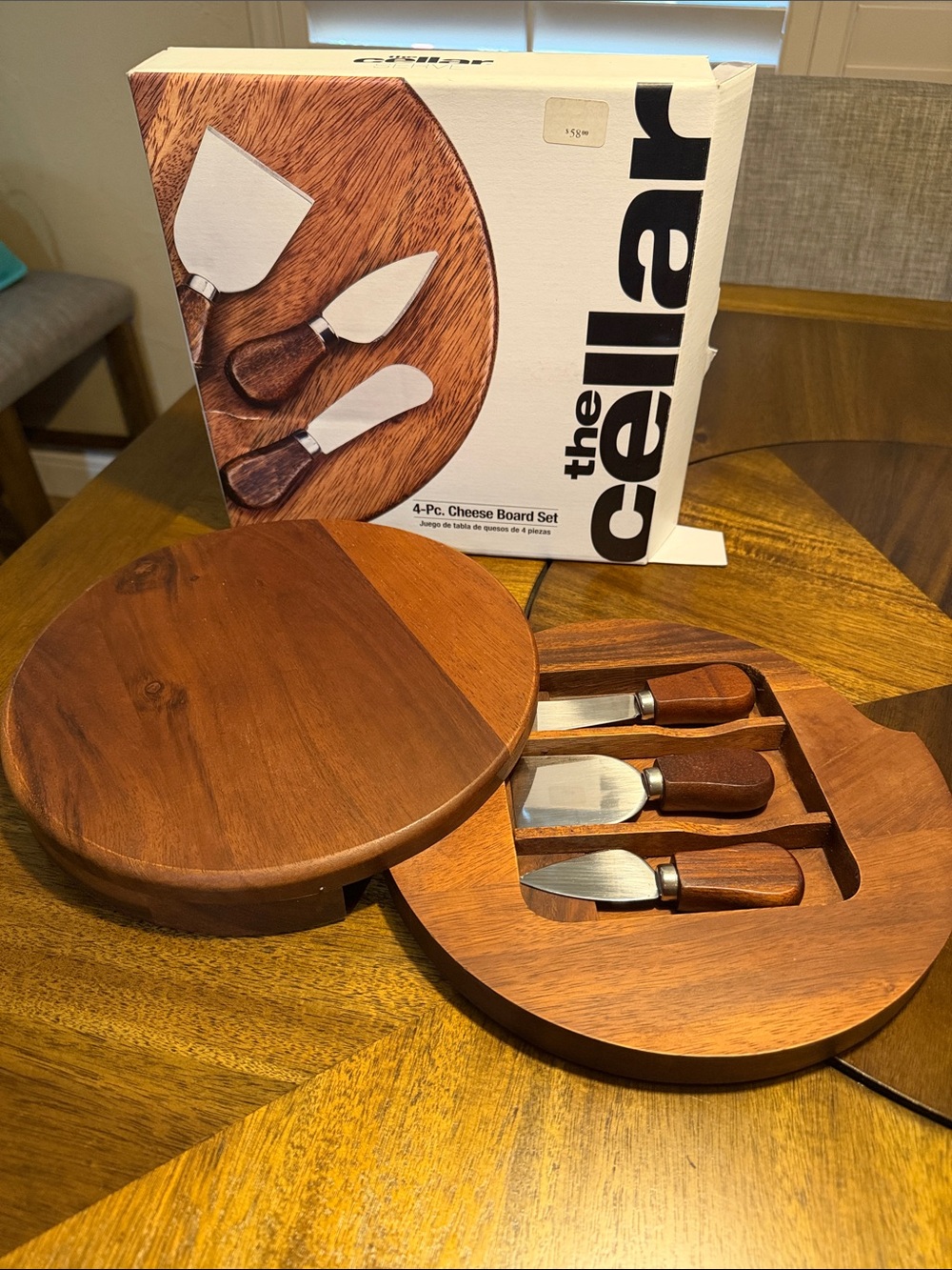 Acacia Wood 4-Piece Cheese Board Set - Brown